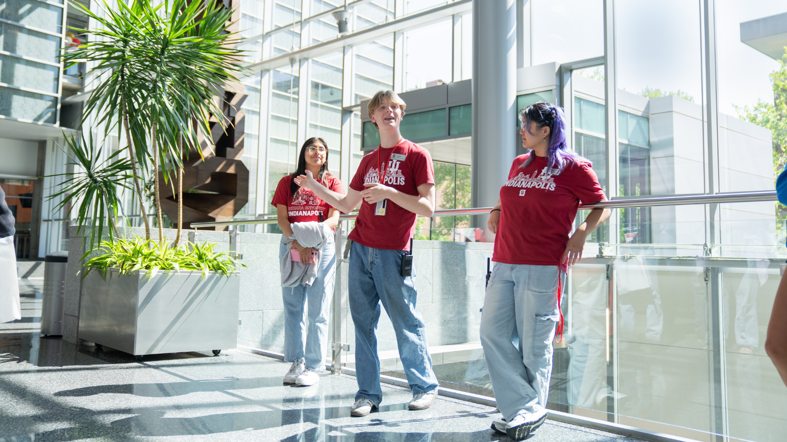 Students on a campus tour at Indiana University Indianapolis