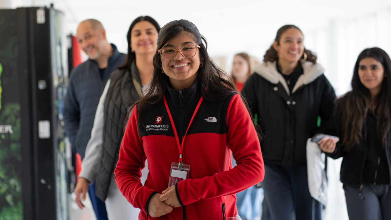 Students on a Spanish-language campus tour at Indiana University Indianapolis