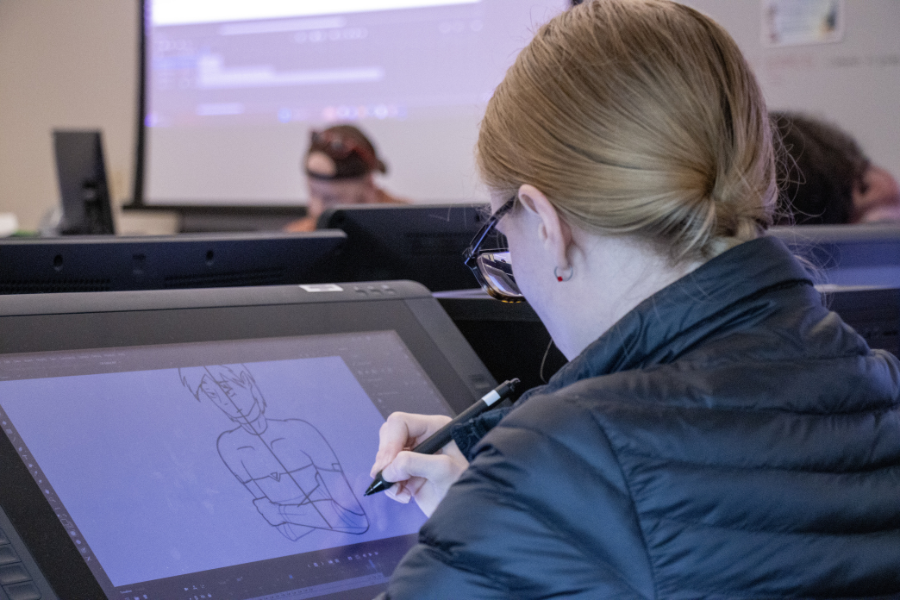 Student drawing 2D animation