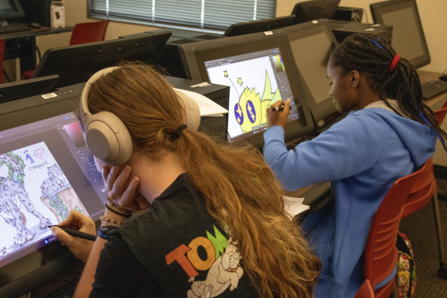 Student designing creatures