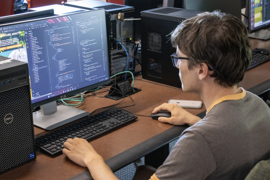 Student exploring DNA with computers